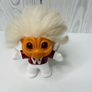 Troll Doll 2 3/4" Dam Eskimo Cheerleader Red & White New Mohair 1980s Rare